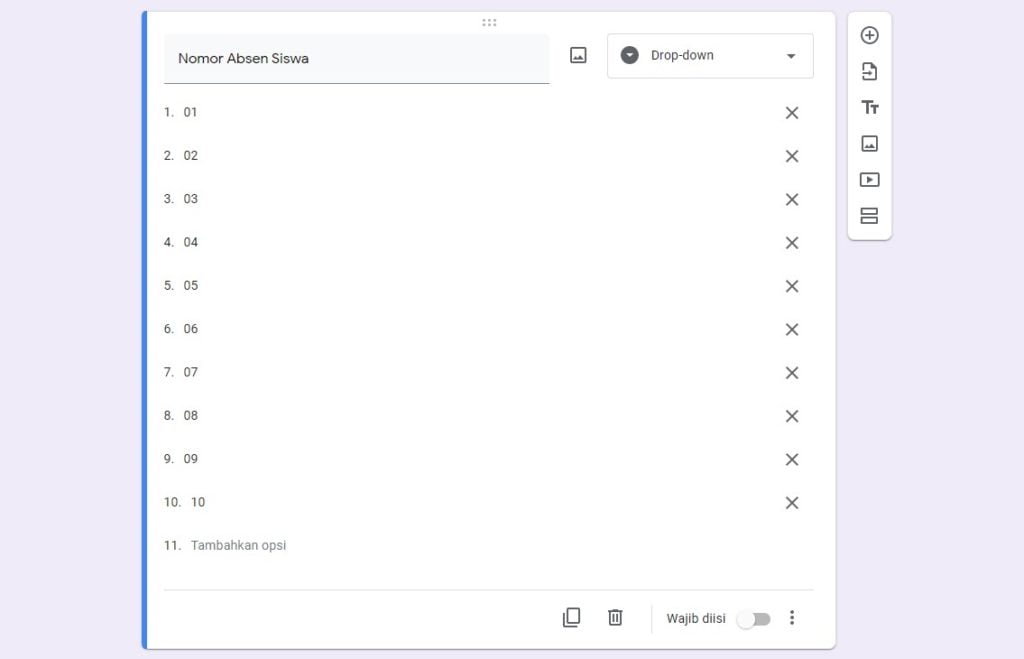 cara membuat absen google formulir