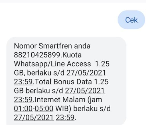 cara cek kuota internet