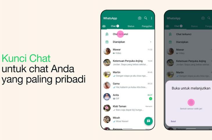 Fitur baru WhatsApp - Kunci Chat. (WhatsApp)