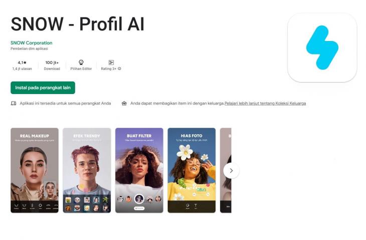 Snow AI Profile. (Play Store)